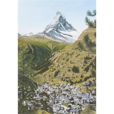 MEIJER, W. (auch Meyer, Schweizer Künstler 20./21. Jh.), "Zermatt mit Matterhorn",