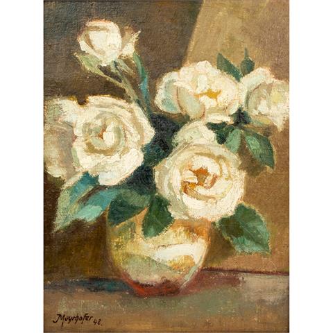 MAYRHOFER, JOSEF (1902-1962), "Stillleben mit weißen Rosen in Vase",
