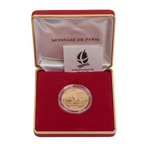 Frankreich - 500 Francs Albertville 1992, 15,64 Gr. GOLD fein,