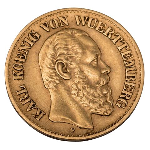 Dt. Kaiserreich /GOLD - 10 Mark Württemberg, Karl 1873 /F
