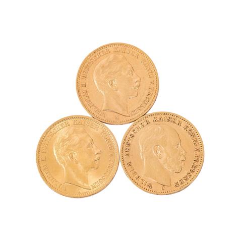 Preussen/GOLD - Konvolut: 3 x 20 Goldmark