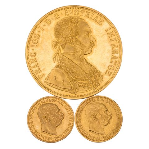 Österreich /GOLD - Lot 1 x 4 Dukaten 1915/NP und 2 x 10 Kronen 1912/NP