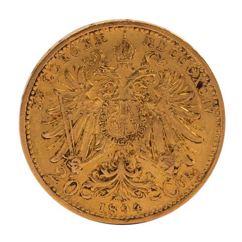 Österreich /GOLD - 20 Kronen 1894