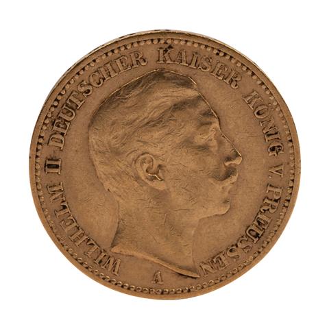 Dt. Kaiserreich, Preußen /GOLD - 20 Mark Wilhelm II. 1889-A