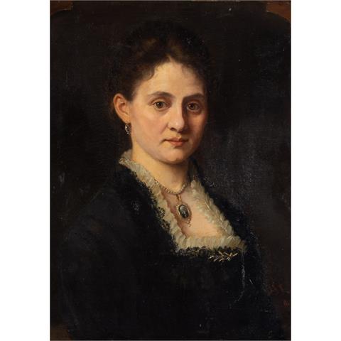 SIMMONDS, JULIUS (1843-1924) "Halbbildnis einer grossbürgerlichen Dame mit prächtiger Halskette"