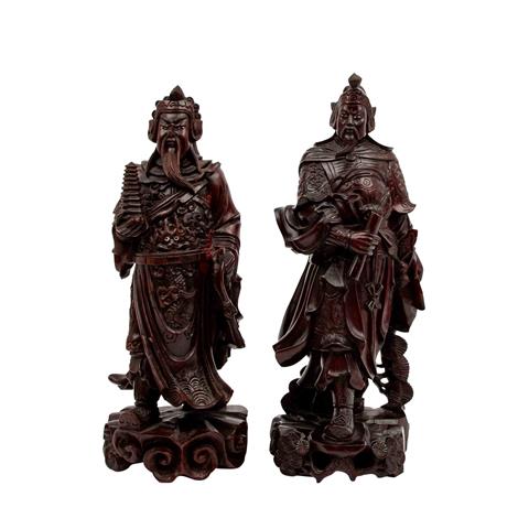 Paar daoistische Skulpturen aus Holz. CHINA,