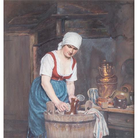ULMER, HANS (1886-?) "Eine Magd beim Spülen" 1925