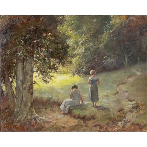 YELIN, RUDOLF (1864-1941) "Zwei Mädchen am Waldrand"