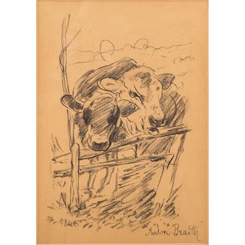 BRAITH, ANTON (1836-1905) "Zwei Kühe am Gatter"