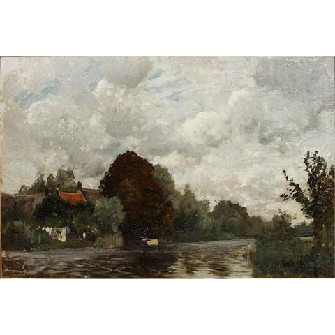 BAISCH, HERMANN (1846-1894) "Kanallandschaft bei Nieuwerk"