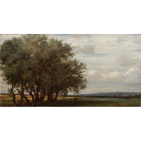 BAISCH, HERMANN (1846-1894) "Holländische Landschaft unter bewölktem Himmel"