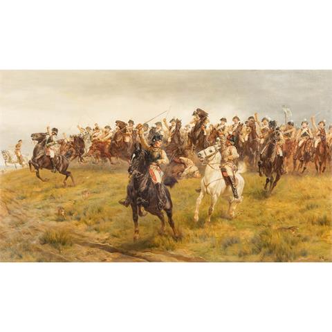 CHARLTON, JOHN (1849-1917, englischer Maler), "Die Schlacht bei Roßbach",