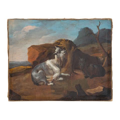 ROOS, JOHAN MELCHIOR (Frankfurt a. M. 1659-1731 ebenda), "Zwei Ziegen in felsiger Landschaft",