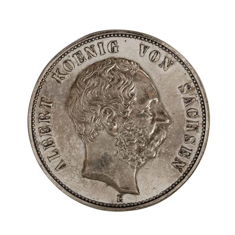 Königreich Sachsen - Medaille in 5-Mark-Größe 1889/E,