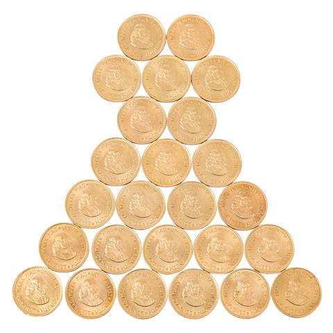 Südafrika / GOLD - 25 x 2 Rand, verschiedene Jahrgänge, Motiv Springbock,