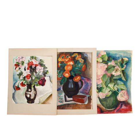 CZAKI-COPONY, GRETE (1893-1990), 3 Aquarelle "Blumen in Vase",