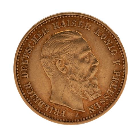 Preussen/Gold - 10 Mark 1888/A, Friedrich, ss, Tönung,