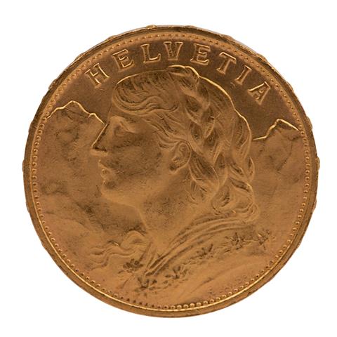 Schweiz/GOLD - 20 Franken 1925/B, Vreneli,