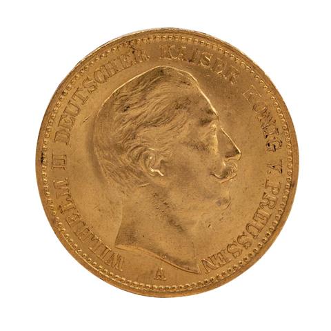 Dt. Kaiserreich /GOLD - Preussen Wilhelm II. 20 Mark 1888 A