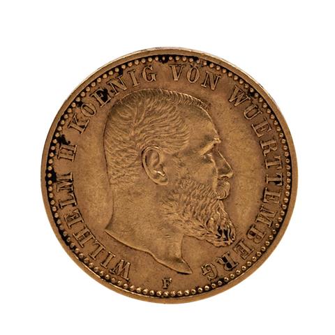 Dt. Kaiserreich /GOLD - Württemberg Wilhelm II. 10 Mark 1898-F