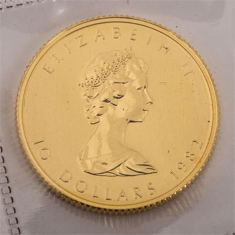 Kanada - 10 Dollars 1982, Maple Leaf, stgl.,