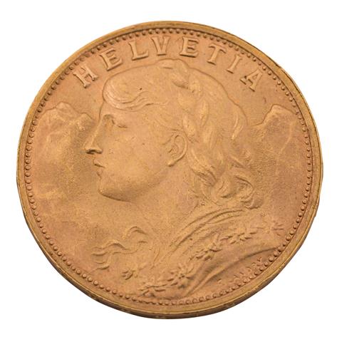 Schweiz/GOLD - 20 Franken 1947/B, Vreneli,
