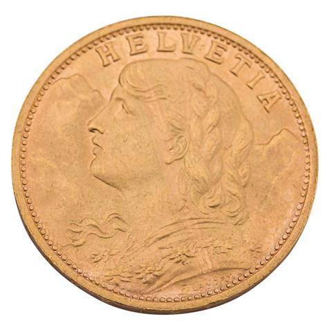 Schweiz/GOLD - 20 Franken 1947/B, Vreneli, ss-vz,