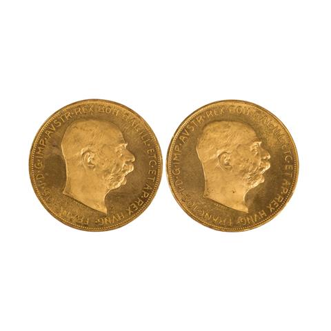 Österreich / GOLD - 2  x 100  Kronen Franz Joseph  (offizielle Neuprägung),