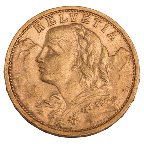 Schweiz - 20 Franken 1903/B, Motiv Vreneli,