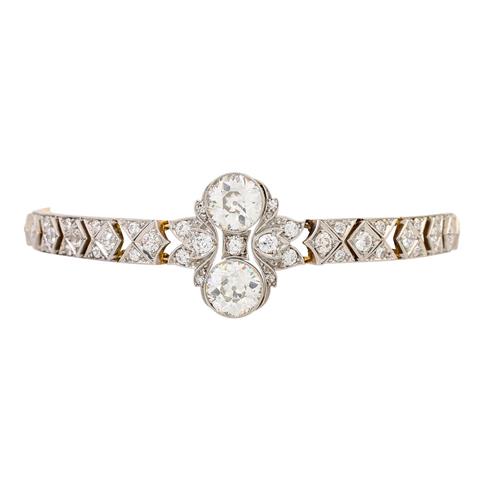 Belle Epoque feines Armband mit 2 großen Diamanten von je ca. 1,6 ct