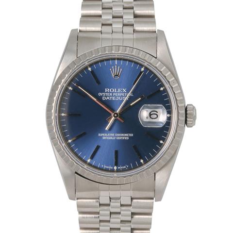 ROLEX Neo Vintage Datejust "Blau", Ref. 16220. Armbanduhr. Ca. 1990er Jahre.
