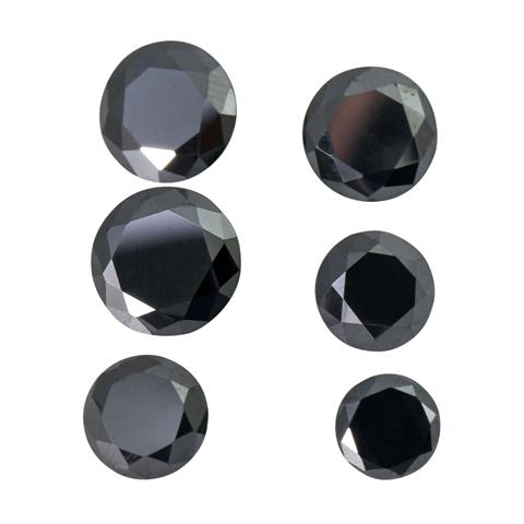 Konvolut 6 schwarze Diamanten zus. ca. 16,8 ct