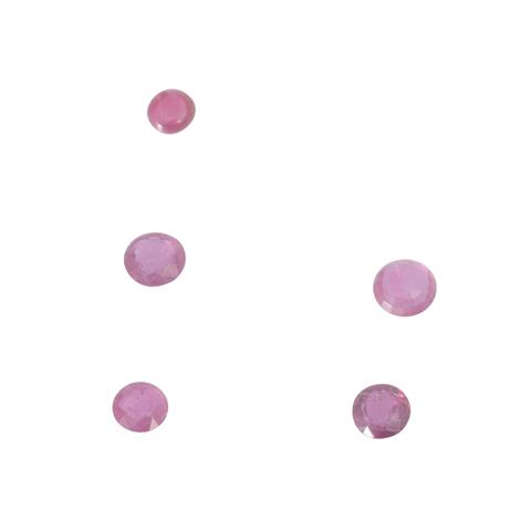 Konvolut 4 pinkfarbene Saphire u. 1 Rubin