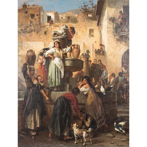 SCHÖNN, ALOIS (1826-1897) "Am Brunnen in einem süditalienischen Dorf"