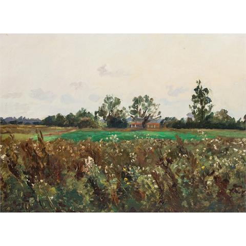 KELLER-REUTLINGEN, PAUL WILHELM (1854-1920), "Landschaft mit blühenden Sträuchern",