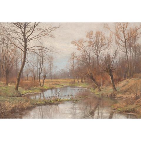 KUBIERSCHKY, ERICH (1854-1944), "Landschaft mit Weiher im Wald",