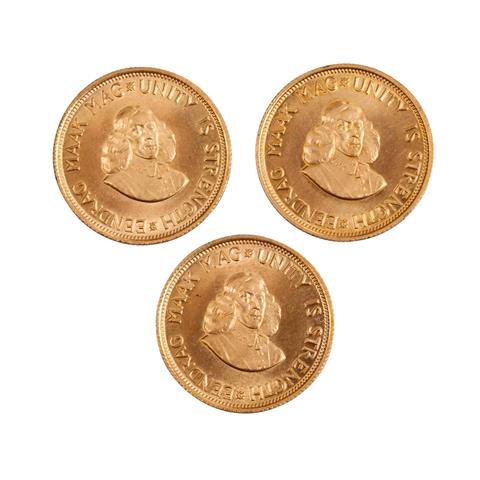 Südafrika/GOLD - 3 x 2 Rand 1973, vz+, Kratzer, minimalst verschmutzt,
