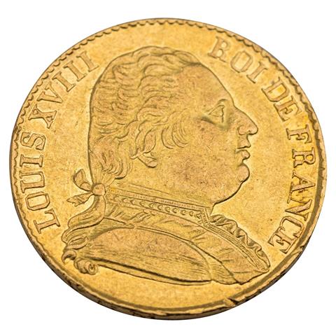 Frankreich /GOLD - Louis XVIII. 20 FRANCS 1815-R