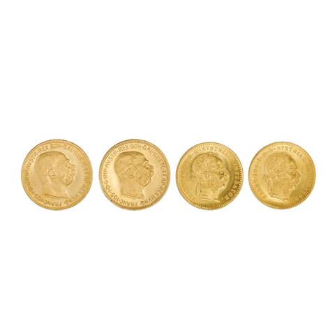 Österreich /GOLD - Lot mit 2 x 1 Dukat und 2 x 20 Kronen