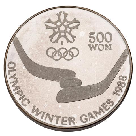 Nord-Korea /SILBER - 500 Won Olympische Winterspiele 1988 PP