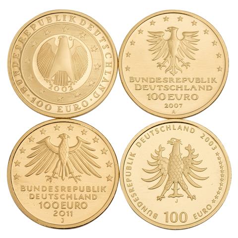 BRD / GOLD - 4 x 100 Euro, Währungsunion 2002,