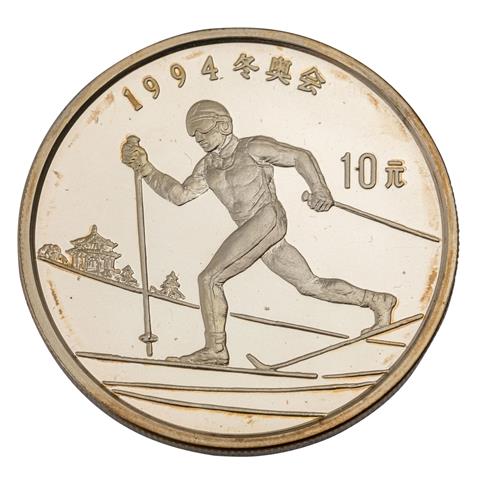China /SILBER - Olympische Winterspiele 1992 Skilanglauf PP