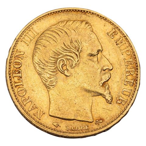 Frankreich - 20 Francs 1856/A, Napoleon III, GOLD,