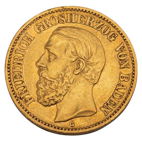 Dt. Kaiserreich /GOLD - Baden, Friedrich 20 Mark 1872-G