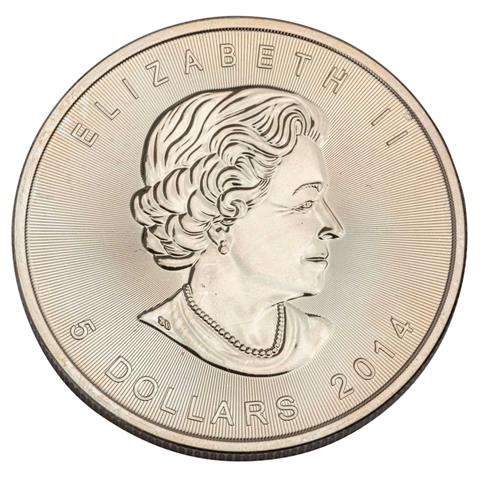 Kanada - 5 Dollars 2014, Maple Leaf, SILBER,