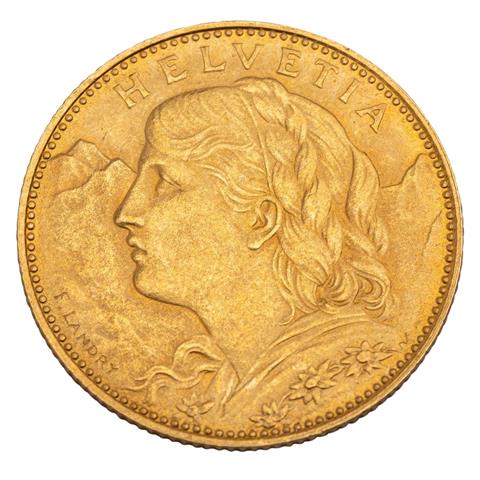 Schweiz /GOLD - 10 Sfr. Vreneli 1922 B