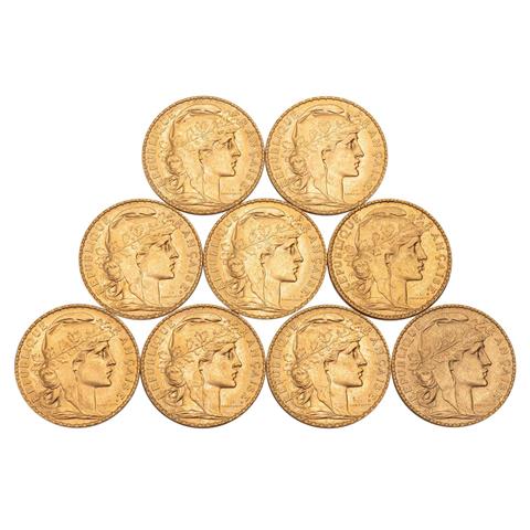 Frankreich/GOLD - 9 x 20 Francs,