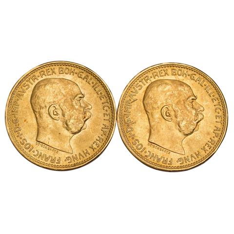 Österreich/GOLD - 2 x 20 Kronen 1915 NP,