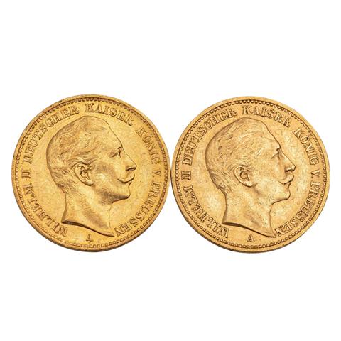 Dt. Kaiserreich /GOLD - Preussen, Wilhelm II. 2 x 20 Mark 1892-A/1900-A