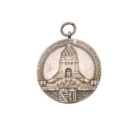 Sachsen - Tragbare Silbermedaille 1911, Auf das 24. Mitteldeutsche Bundesschießen